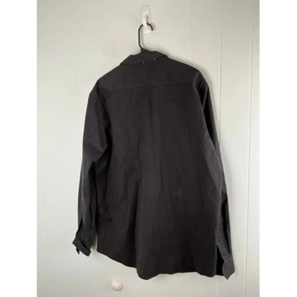 Banana Republic Mens Large Tall Black Safari Utility Shirt Long Sleeve Patches